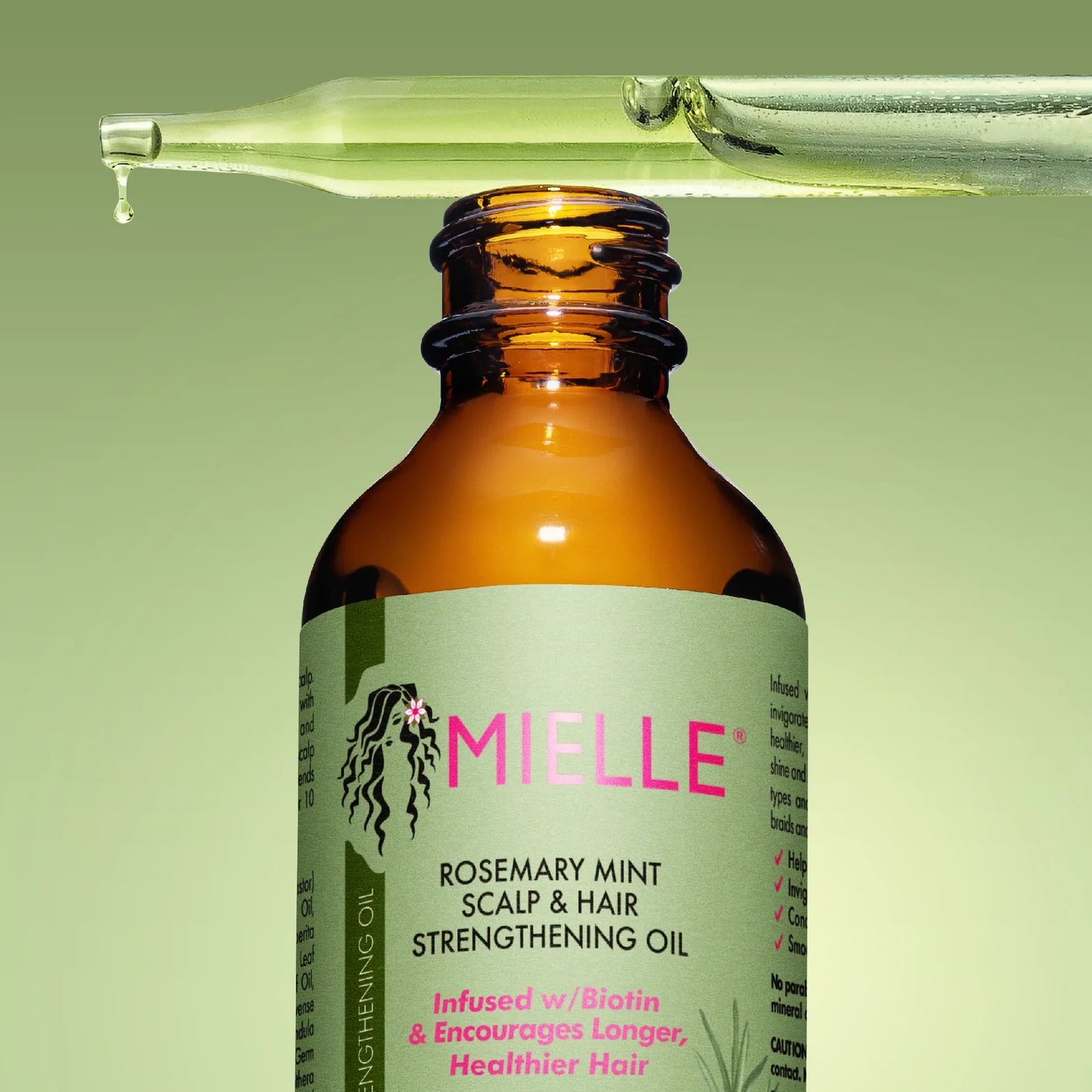 MIELLE - Aceite fortalecedor para el cuero cabelludo y el cabello con romero y menta